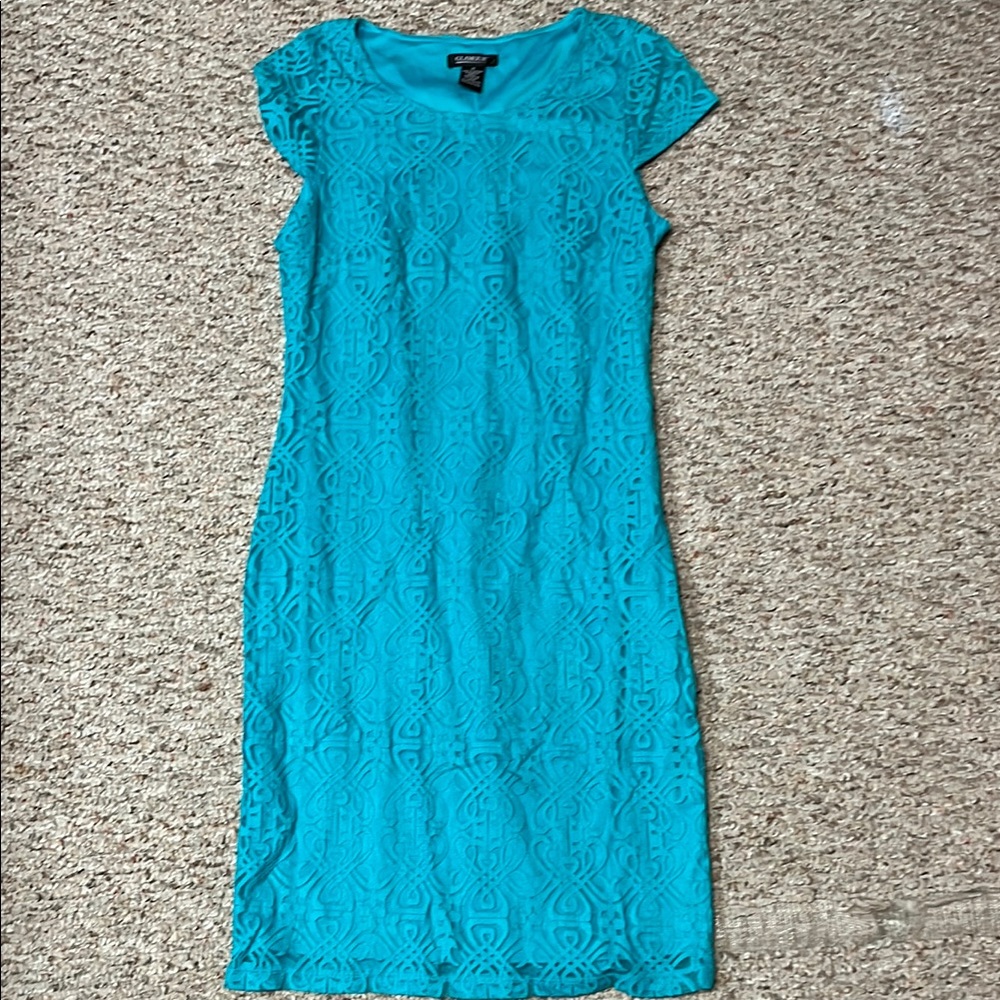 Glamour Blue Sheath Dress with Flutter Cap Sleeves